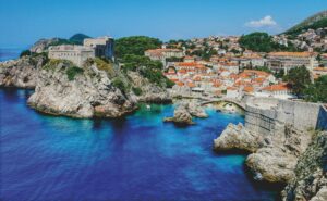 Dubrovnik old town and city walls with Lovrijenac fortress